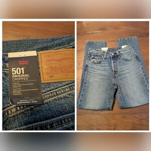 New With Tag Levi's 501 Original Cropped Jeans, Size 25×28